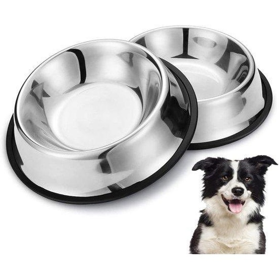 Panier pour chien en deux parties en acier inoxydable, panier antidérapant, panier en acier inoxydable avec fond caoutchouté antidérapant pour chiens de taille moyenne/grande, 22,5 cm