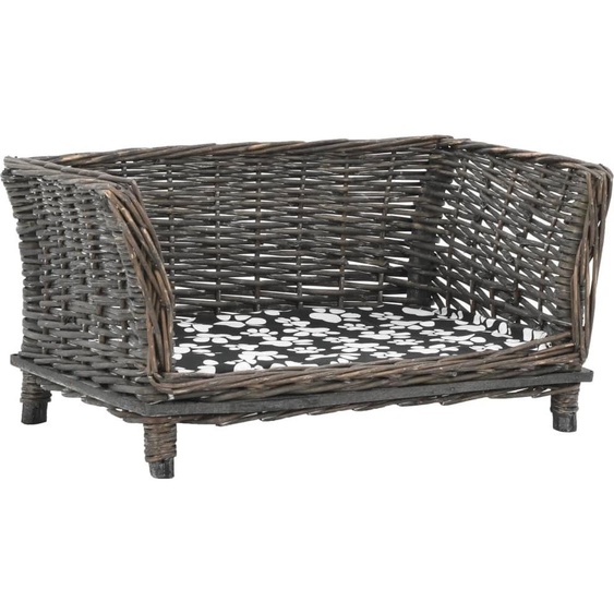 Panier pour chien avec coussin Gris 50x33x30 cm Naturel osier