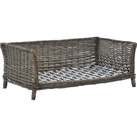 Panier pour chien avec coussin Gris 90x54x35 cm Naturel osier