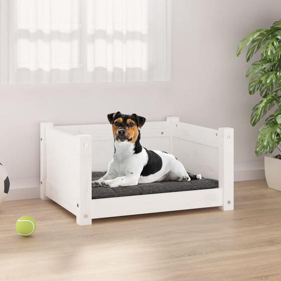 Panier pour chien Blanc 55,5 x 45,5 x 28 cm Bois de pin massif