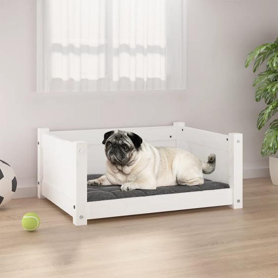 Panier pour chien Blanc 65,5 x 50,5 x 28 cm Bois de pin massif