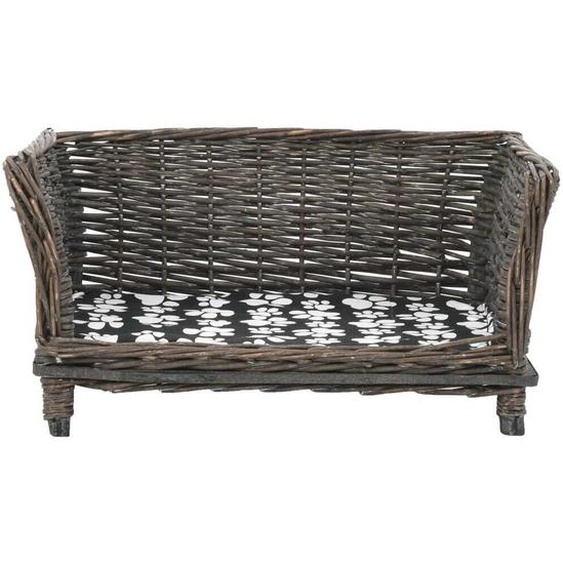 Panier pour chien de haute qualité avec coussin - Gris 50x33x30 cm osier naturel, lits pour chiens DE2181