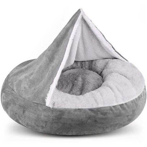 Panier pour chien en forme de donut, grande taille, gris, en coton, rond, lavable