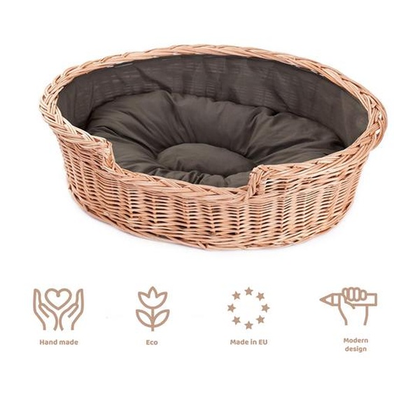 Panier pour chien en osier ovale avec un coussin 80X60 H20 CM