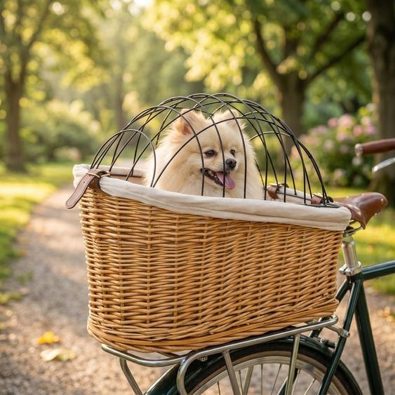 Panier pour chien et chat, tressé à la main | Couleur : Marron | Dimensions : 32,5 x 50 x 43 cm