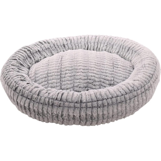 Panier pour chien Flamingo Stella, rond, gris/blanc, dimensions : 50 x 50 x 18 cm