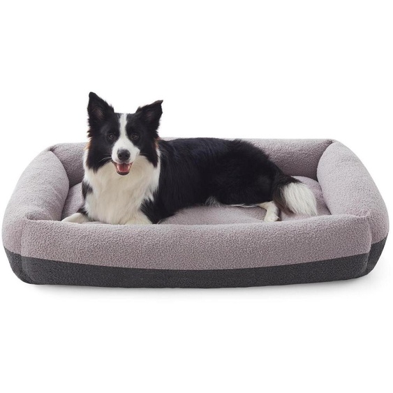 Panier pour chien, lavable, avec housse amovible, couleur gris clair, taille L, dimensions 76x61x20 cm