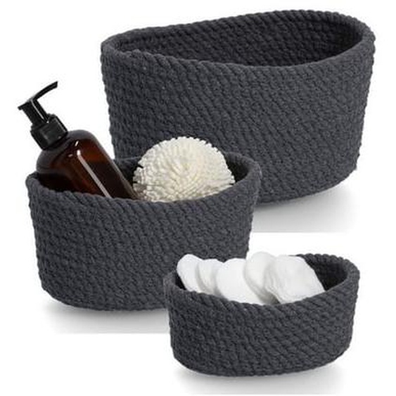 Panier rangement salle de bains coton Zeller set de 3