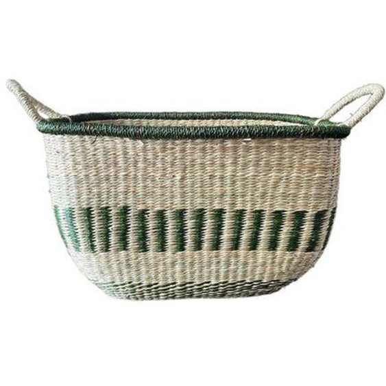 Panier rectangulaire en herbier naturel vert 38x45x32cm