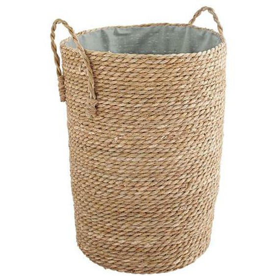 Panierà linge avec poignées - BOX AND BEYOND - Jacinthe deau tréessée - Poche Polycoton - Bleu - 40 x 40 x 50 cm