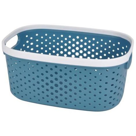 Panière à Linge - PARIS PRIX - Ajourée - 15L - Plastique - Bleu Paon