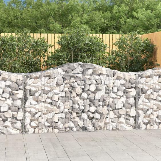 Paniers à gabions arqués 2 pcs 200x50x100/120 cm fer galvanisé