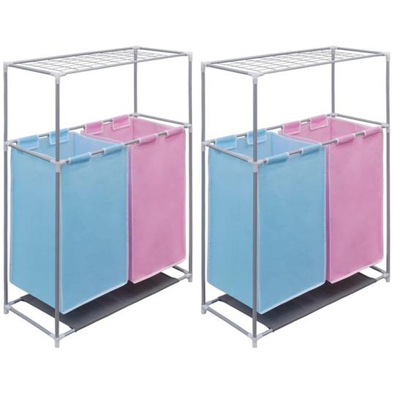 Paniers à linge à 2 sections 2 pcs et une étagère pour séchage