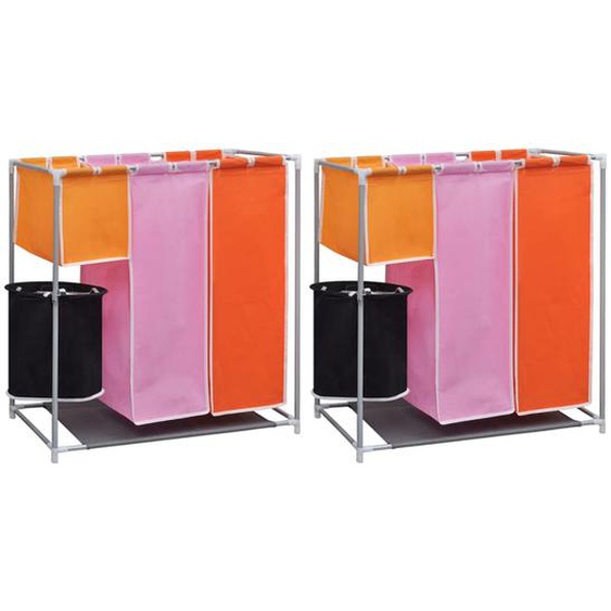 Paniers à linge à 3 sections 2 pcs avec un bac de lavage
