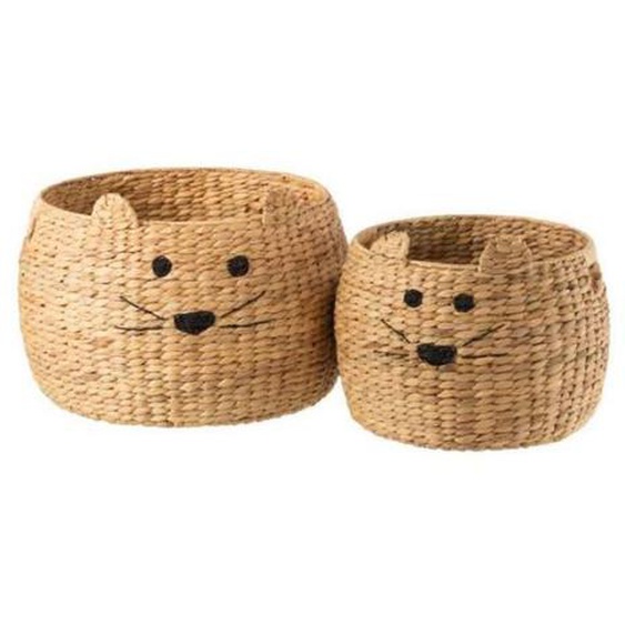 Paniers Déco - J-LINE - Lot de 2 - Design Chat - 46cm - Naturel Beige - Enfant
