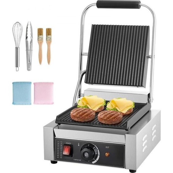 Panini Grill commercial Sandwichmaker - 22x23cm plaque de cuisson - Panini maker professionnel pour de délicieux sandwichs