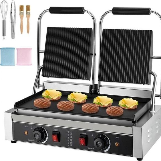 Panini Grill machine à sandwich - Gril commercial avec plaque de cuisson 48x23cm - Paninimaker pour sandwichs