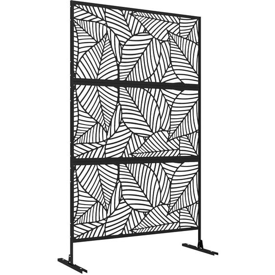 Panneau brise vue décoratif paravent extérieur motif végétal métal noir