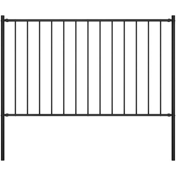 Panneau clôture et poteaux Acier enduit poudre 1,7x1,25 m Noir
