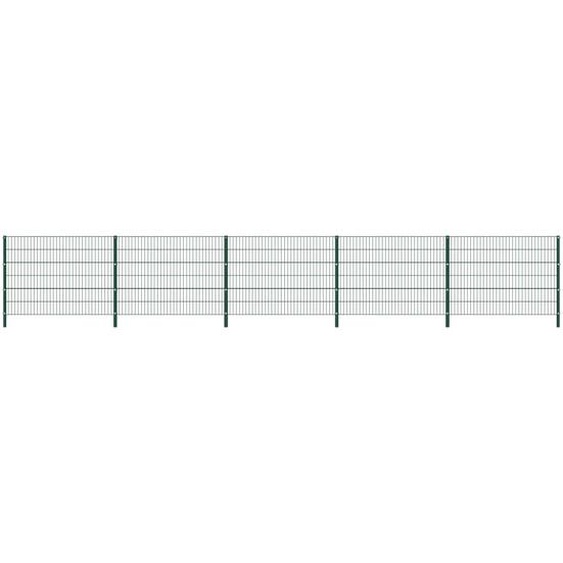 Panneau de clôture avec poteaux Fer 8,5 x 1,2 m Vert
