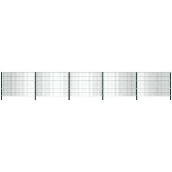 Panneau de clôture avec poteaux Fer 8,5 x 1,2 m Vert
