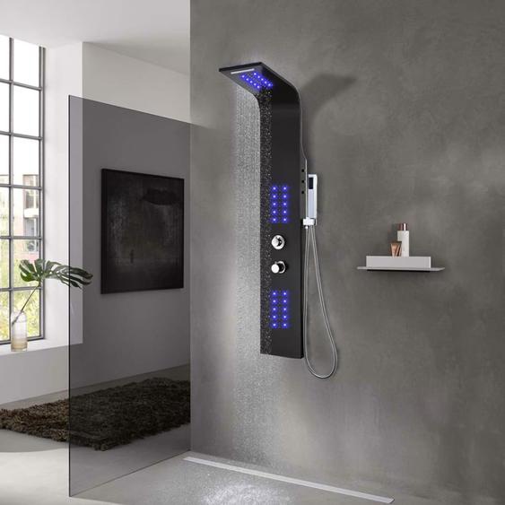 Panneau de douche aluminium 20x44x130 cm noir