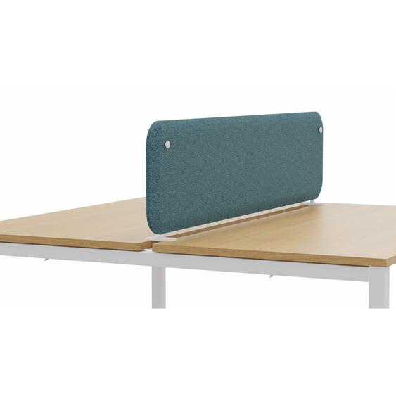 Panneau-écran acoustique frontal Solange pour bureau bench L. 160 x h. 40 cm - Tissu Bleu Denim - fixations blanches