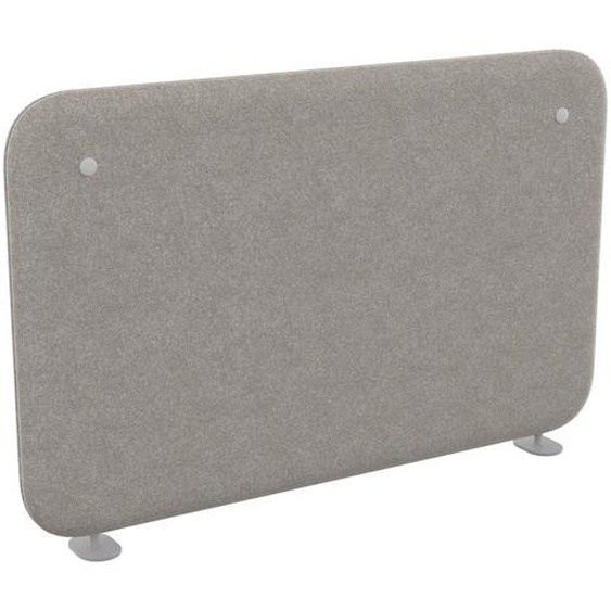 Panneau-écran acoustique frontal Solange pour bureau bench L. 80 x h. 50 cm - Tissu Gris Chiné - Pinces Double Blanches