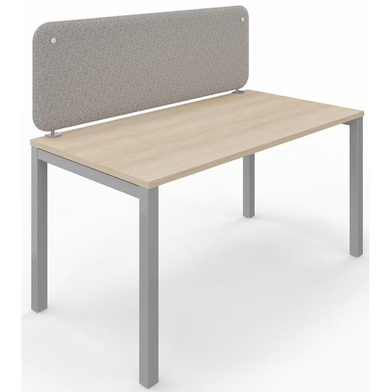 Panneau-écran acoustique frontal Solange pour bureau individuel L. 140 x h. 50 cm - Tissu Gris Chiné