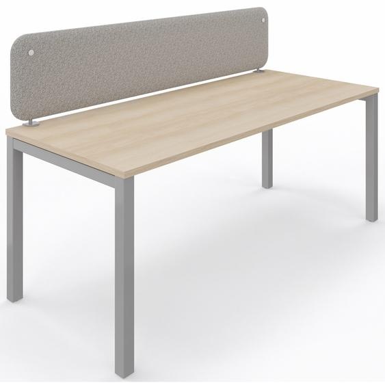 Panneau-écran acoustique frontal Solange pour bureau individuel L. 180 x h. 40 cm - Tissu Gris Chiné