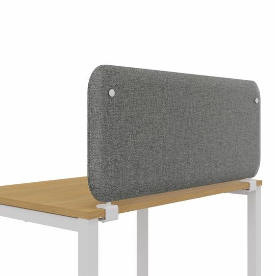 Panneau-écran acoustique frontal Solange pour bureau L. 120 x h. 40 cm - Tissu Gris Chiné - fixations blanches