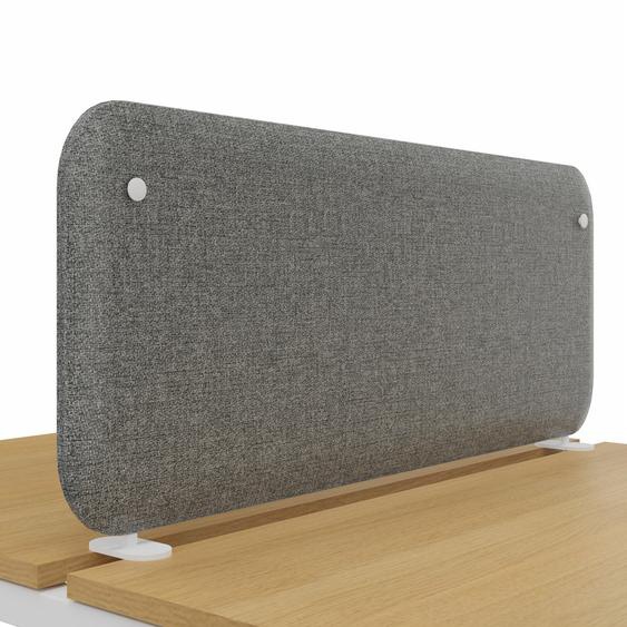 Panneau-écran acoustique frontal Solange pour bureau L. 140 x h. 40 cm - Tissu Gris Chiné - fixations blanches