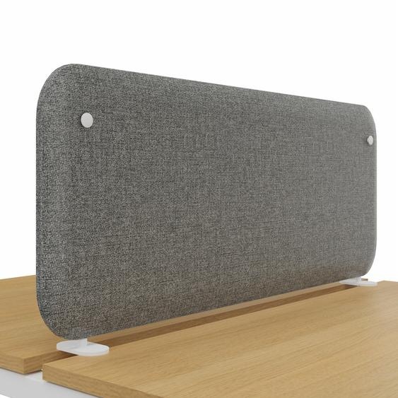 Panneau-écran acoustique frontal Solange pour bureau L. 140 x h. 40 cm - Tissu Gris Chiné - fixations blanches