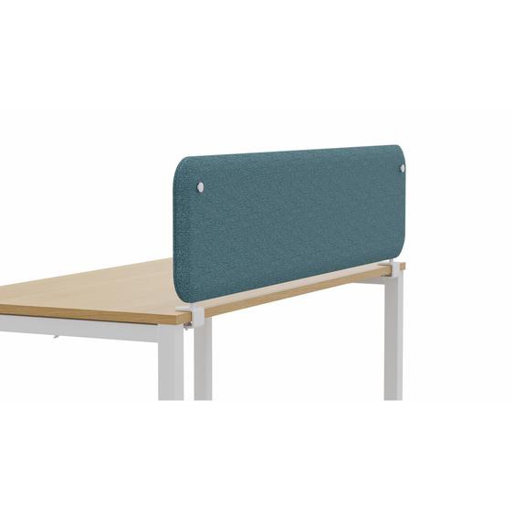 Panneau-écran acoustique frontal Solange pour bureau L. 160 x h. 40 cm - Tissu Bleu Denim - fixations blanches