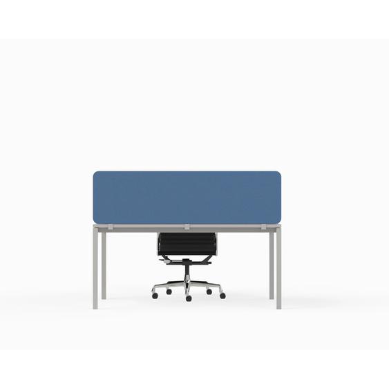 Panneau écran Sato pour bureau simple L.140 cm - Tissu Bleu clair pince Aluminium