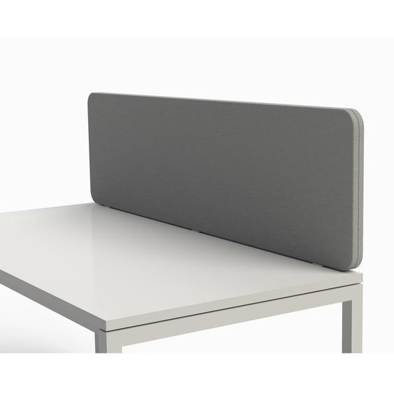 Panneau écran Sato pour bureau simple L.160 cm - Tissu Gris clair pince Aluminium