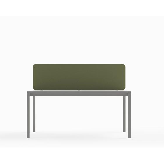 Panneau écran Sato pour bureau simple L.160 cm - Tissu Vert forêt pince Aluminium