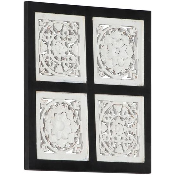 Panneau mural sculpté à la main MDF 40x40x1,5 cm Noir et blanc