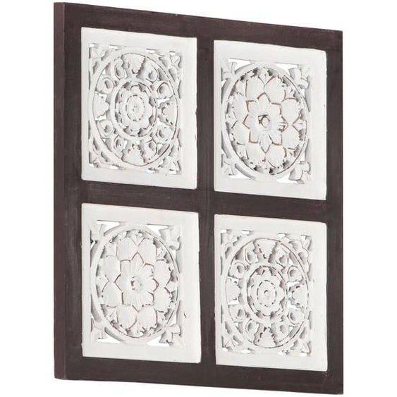 Panneau mural sculpté à la main MDF 40x40x1,5cm Marron et blanc