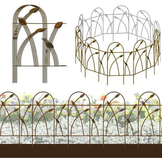 Panneaux de clôture décoratifs en métal pour jardin - Résistants aux intempéries et durables - 82 cm de haut x 50 cm de large (10 pièces, longueur totale 4,9 m)