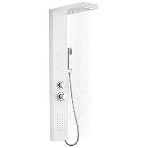 Panneaux de douche Système de douche 4 en 1 Douche multifonctionnelle Set de douche à effet pluie 304 Acier inoxydable Set de douche Blanc Naizy