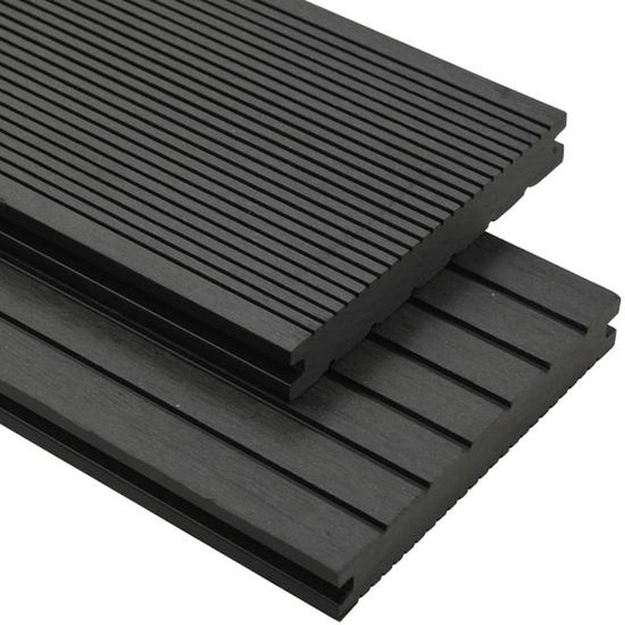 Panneaux de terrasse solides et accessoires WPC 16m² 2,2 m Noir
