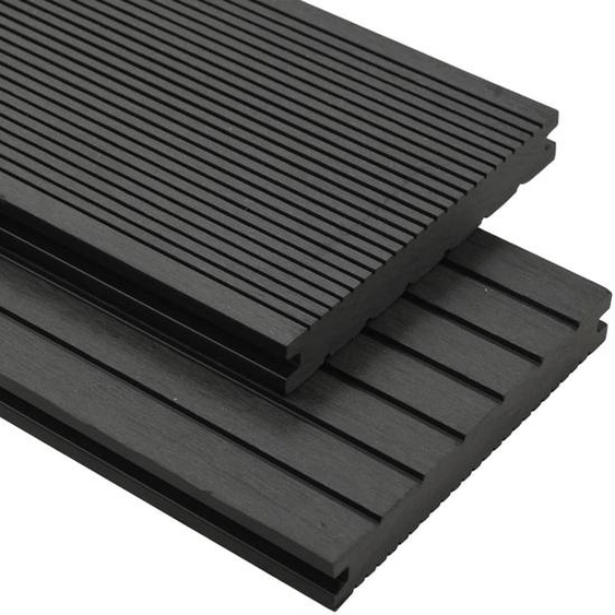 Panneaux de terrasse solides et accessoires WPC 26m² 2,2 m Noir