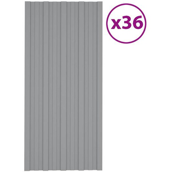 Panneaux de toiture 36 pcs Acier galvanisé Gris 100x45 cm