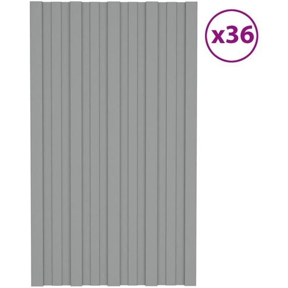 Panneaux de toiture 36 pcs Acier galvanisé Gris 80x45 cm