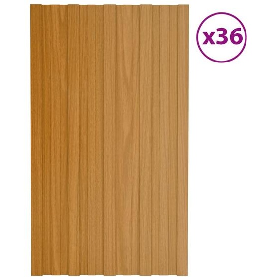 Panneaux de toiture 36 pcs acier galvanisé naturel 80x45 cm