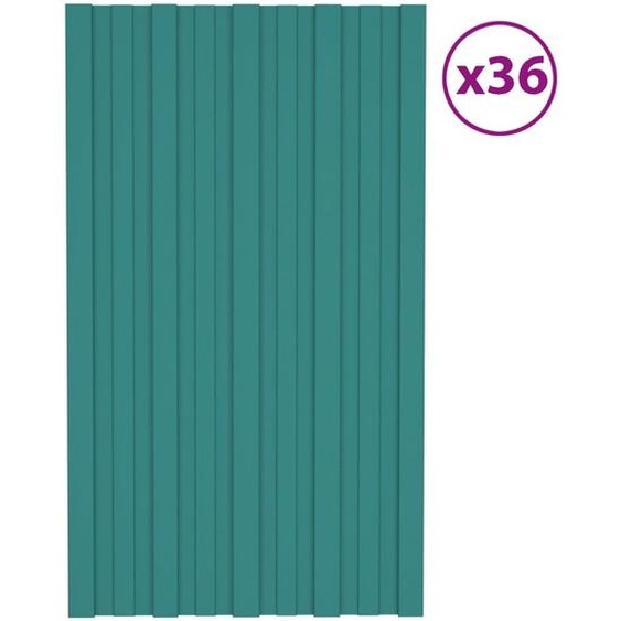 Panneaux de toiture 36 pcs Acier galvanisé Vert 80x45 cm
