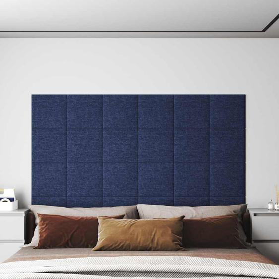 Panneaux muraux 12 pcs Bleu 30x30 cm Tissu 1,08 m²