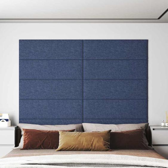 Panneaux muraux 12 pcs Bleu 90x30 cm Tissu 3,24 m²