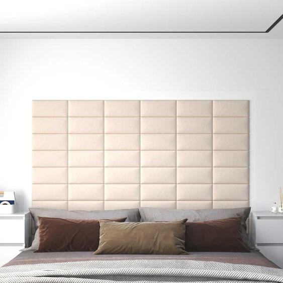 Panneaux muraux 12 pcs Crème 30x15 cm Velours 0,54 m²